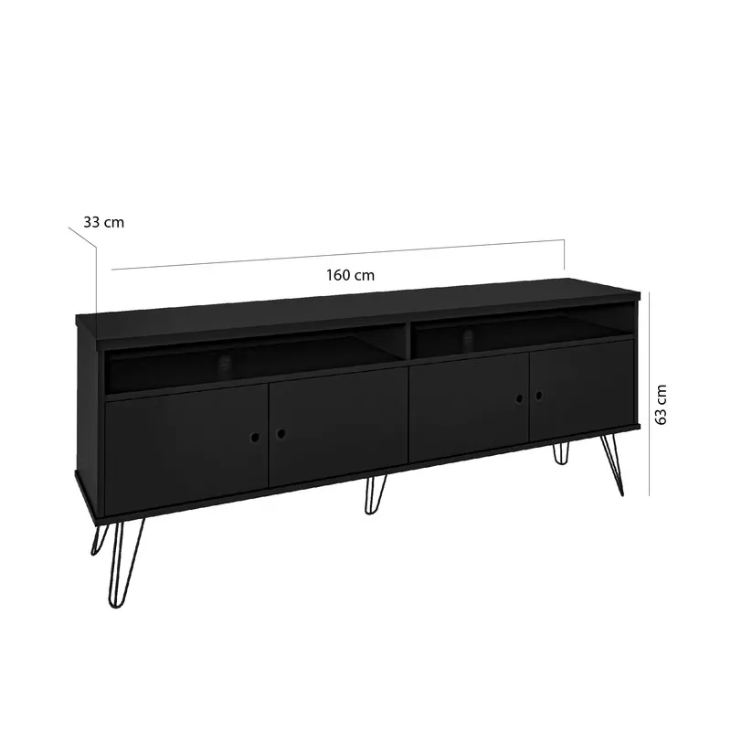 Mueble de TV 60" BERTOLINI En MDP 160cm Pata De Acero Negro