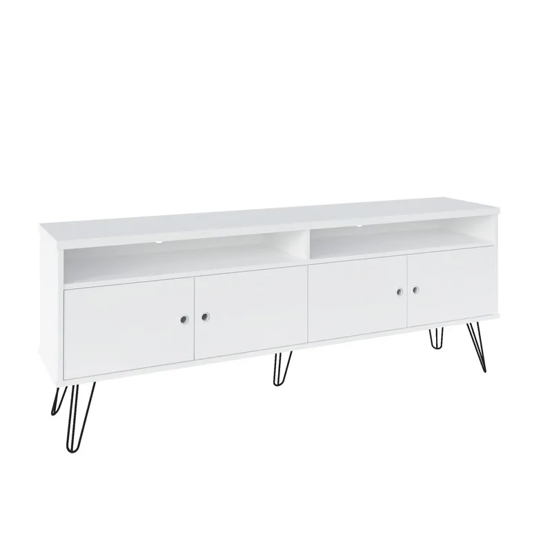 Mueble De TV 60"  BERTOLINI En MDP 160cm Pata De Acero Blanco