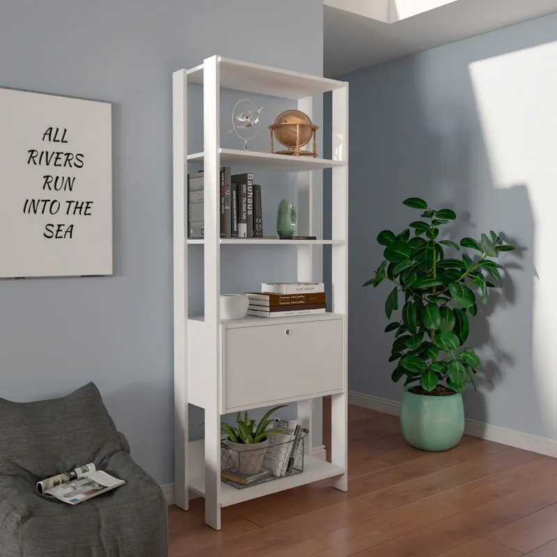 Estanteria Biblioteca Match BERTOLINI Con Puerta En MDP 166x63cm Blanco