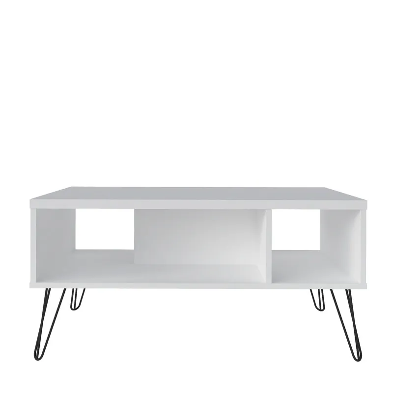 Mesa De Centro En Mdp 59Cm Pata En Acero Blanco