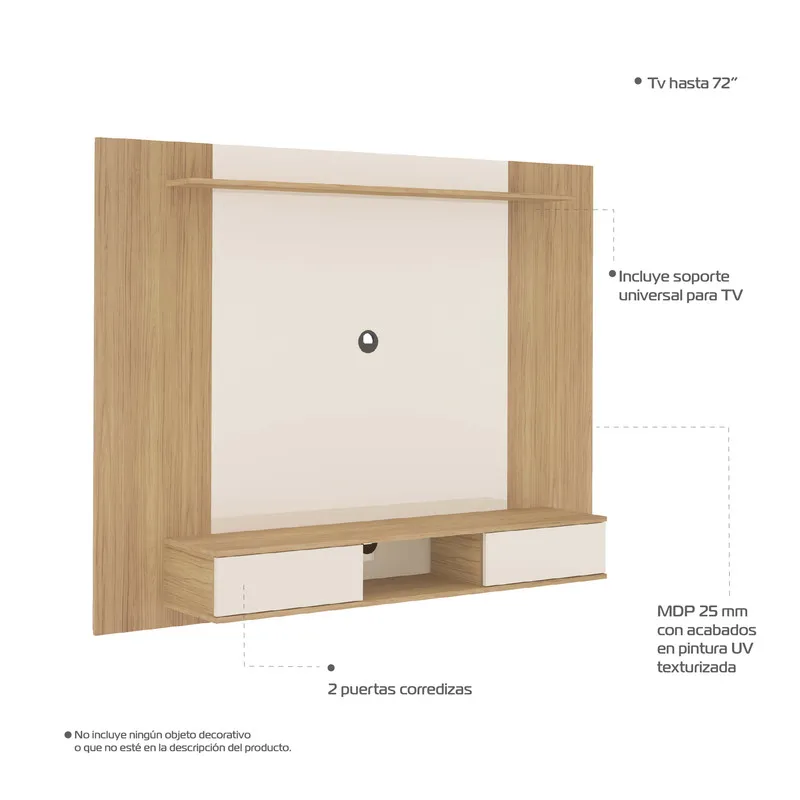 Mueble Para Tv 75" En Mpd 176Cm Incluye Soporte Roble Con Blanco