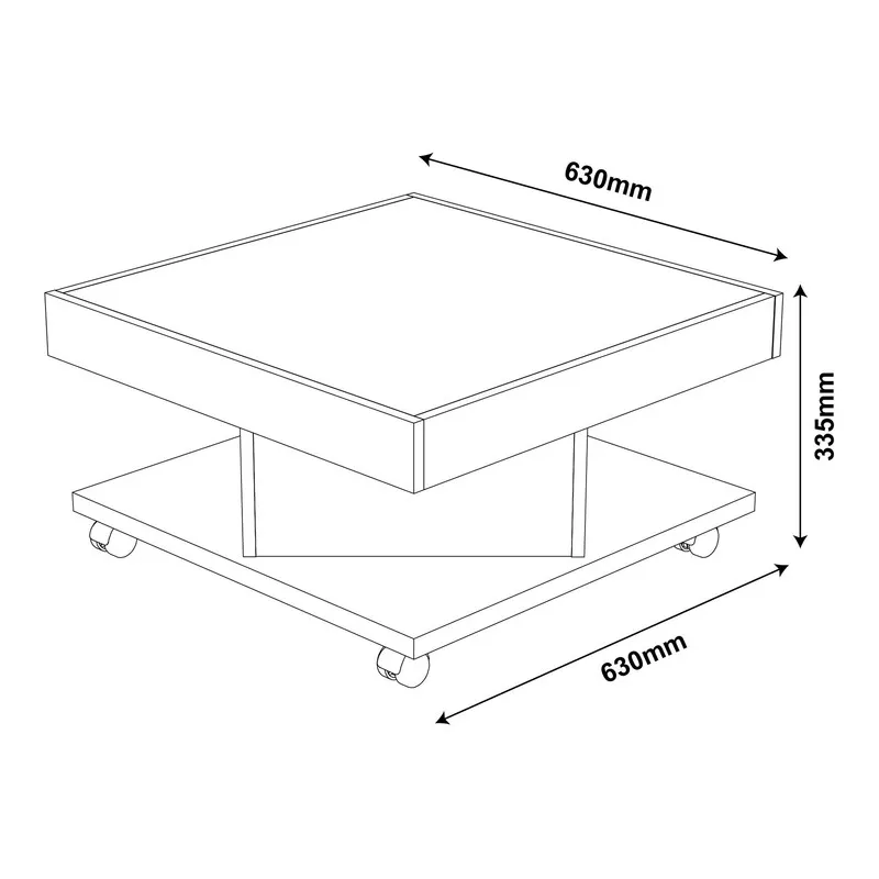 Mesa De Centro Decorativa  En Mdp 63X63 Cerezo Con Blanco