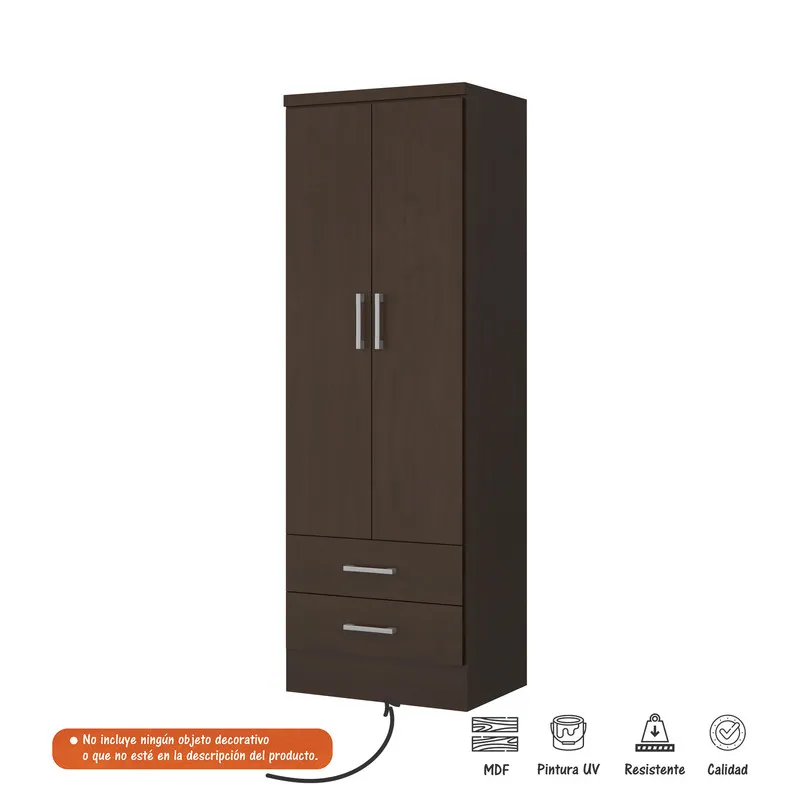 Closet Armario 2 Puertas 2 Gavetas Bertolini Color Marron