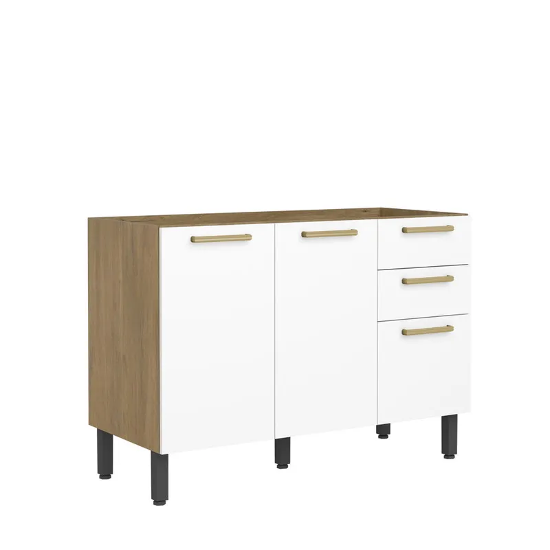 Mueble Inferior De Cocina De 120 Cm En Mdp Sin Meson Blanco