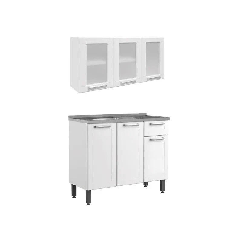 Cocina Integral Simply En Acero 105Cm Incluye Lavaplatos Izquierdo Blanco