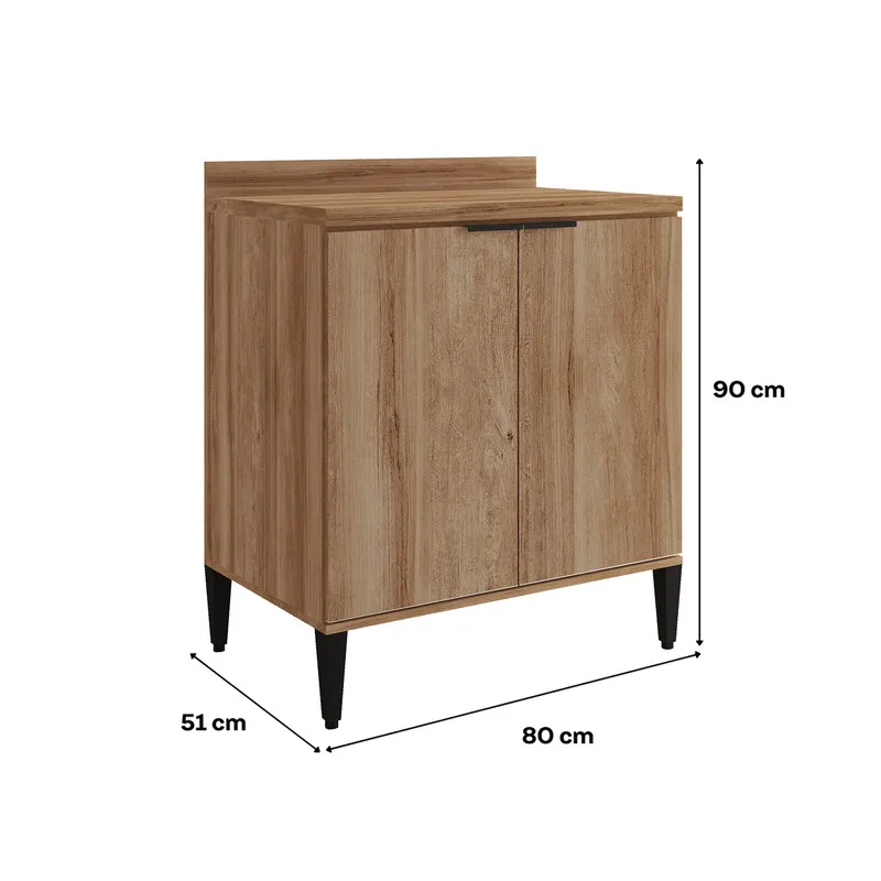 Mueble Inferior Bertolini De 80 Cm En Mdp Con Tapa Freijo