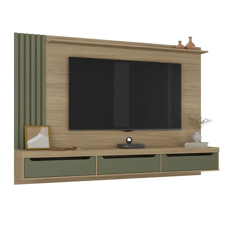 Mueble Para Tv 75" En Mpd 200Cm Incluye Soporte Roble Con Menta