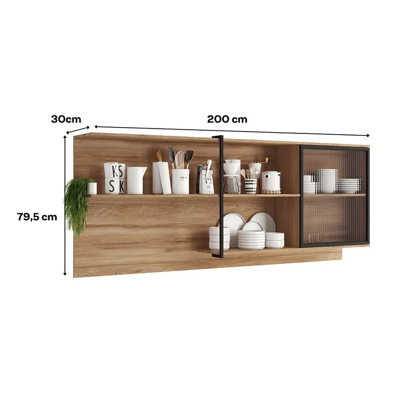 Mueble Superior Multiuso Cocina 200 Cm Mdp 1 Estilo Industrial