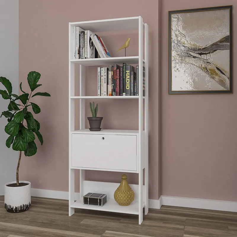 Estanteria Biblioteca Match BERTOLINI Con Puerta En MDP 166x63cm Blanco