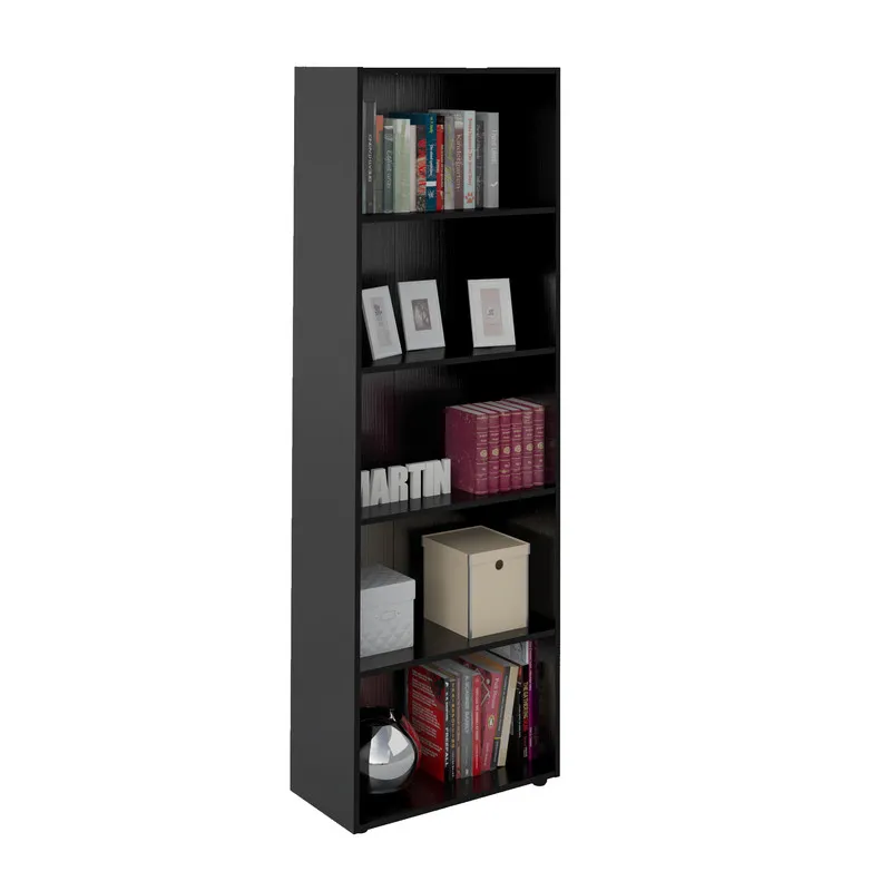 Estantería Librero Biblioteca En Mdp 60Cm 4 Estantes Negro