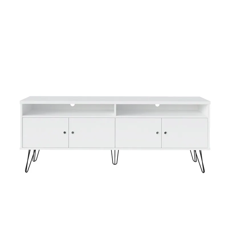 Mueble De TV 60"  BERTOLINI En MDP 160cm Pata De Acero Blanco