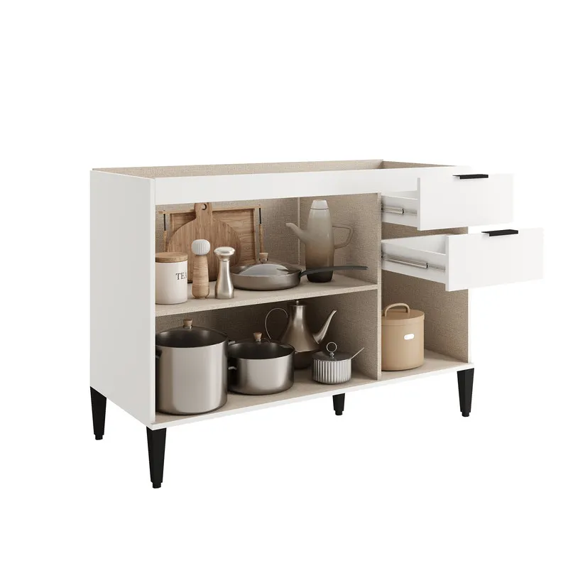 Mueble Inferior De Cocina 120 Cm En Mdp Sin Mesón Blanco