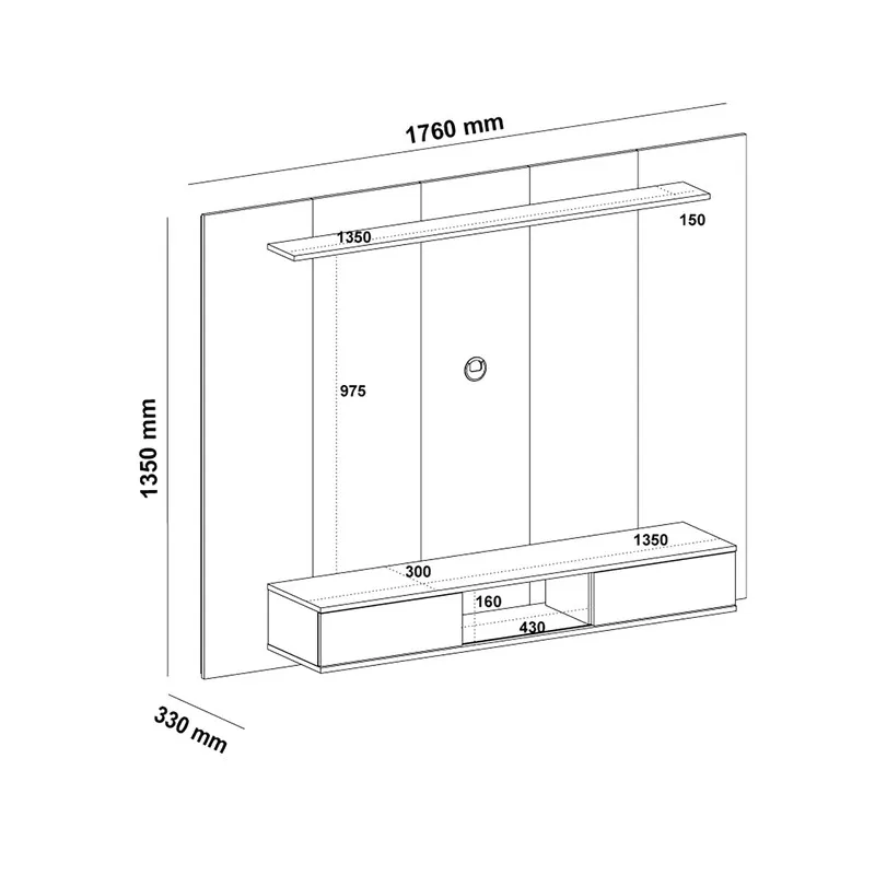 Mueble Para Tv 75" En Mpd 176Cm Incluye Soporte Pino Ripiado Con Negro