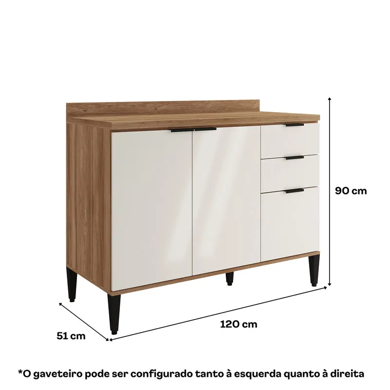 Mueble Inferior De Cocina 120 Cm En Mdp Off White