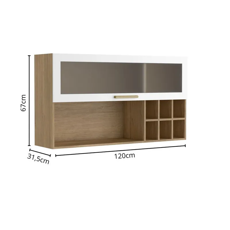 Mueble Superior De Cocina  De 120 Cm En Mdp Blanco