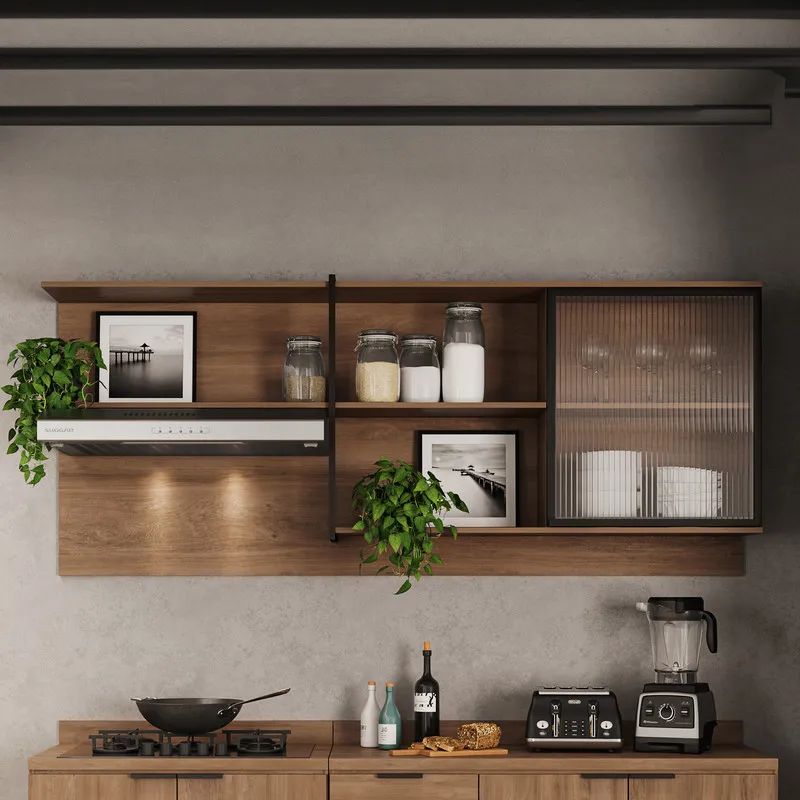 Mueble Superior Multiuso Cocina 200 Cm Mdp 1 Estilo Industrial