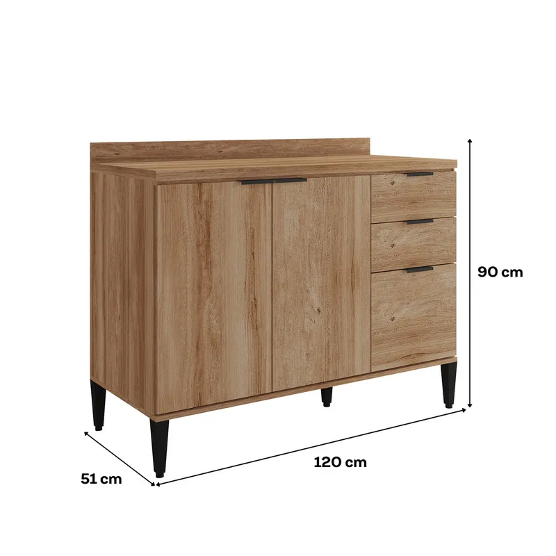 Mueble Inferior De Cocina 120 Cm En Mdp Freijo