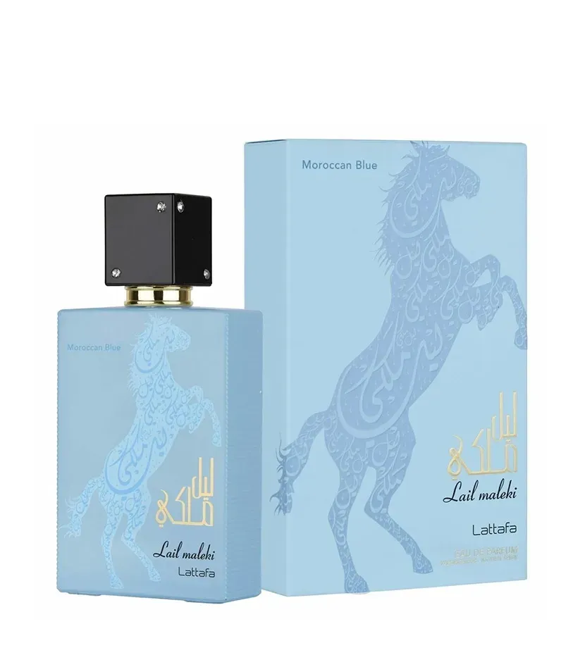 Perfume Arabe Lattafa Lail Maleki Moroccan Blue Unisex Eau de Parfum 100ml Original 