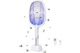 Raqueta De Insectos Mata Moscos Con Base Recargable