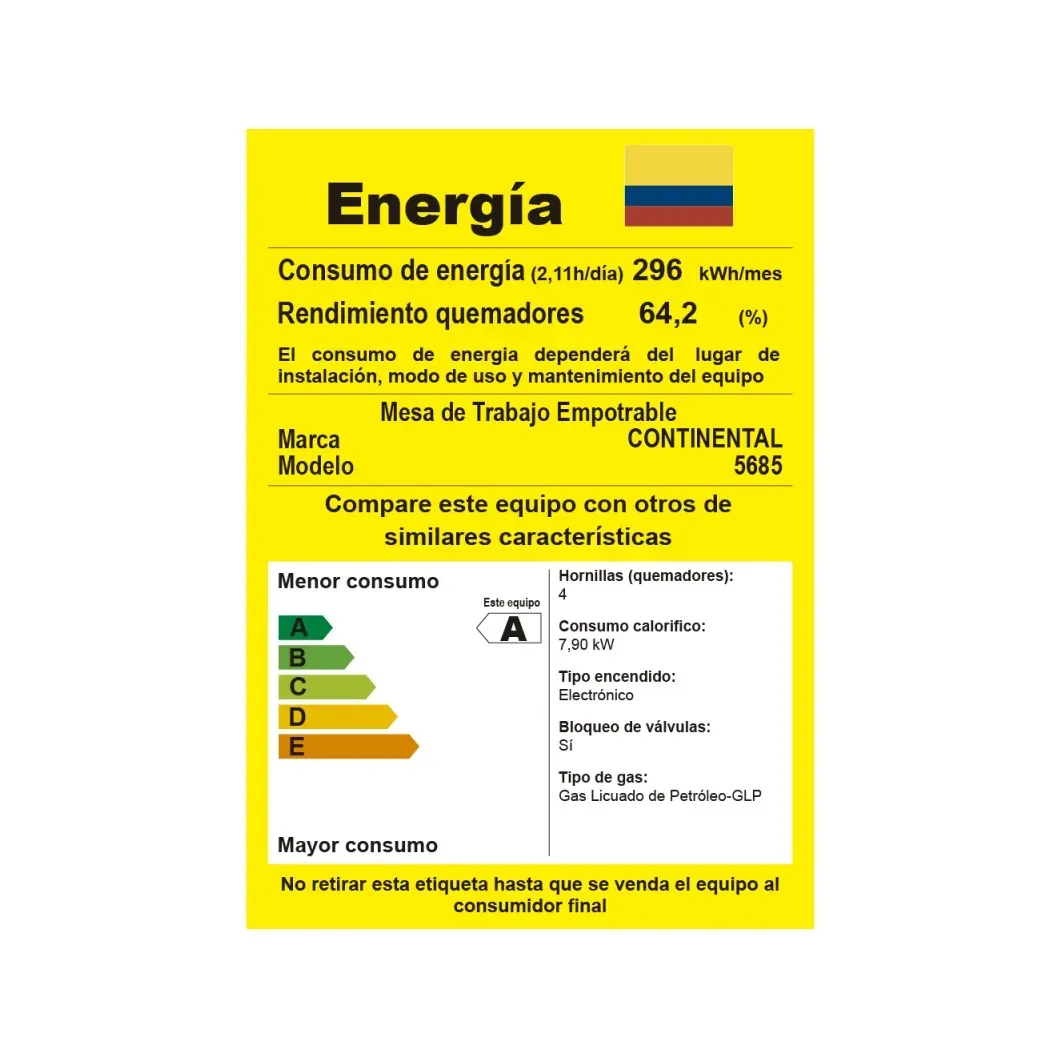 Estufa De Empotrar Vidrio Negro 5685 Gas Propano