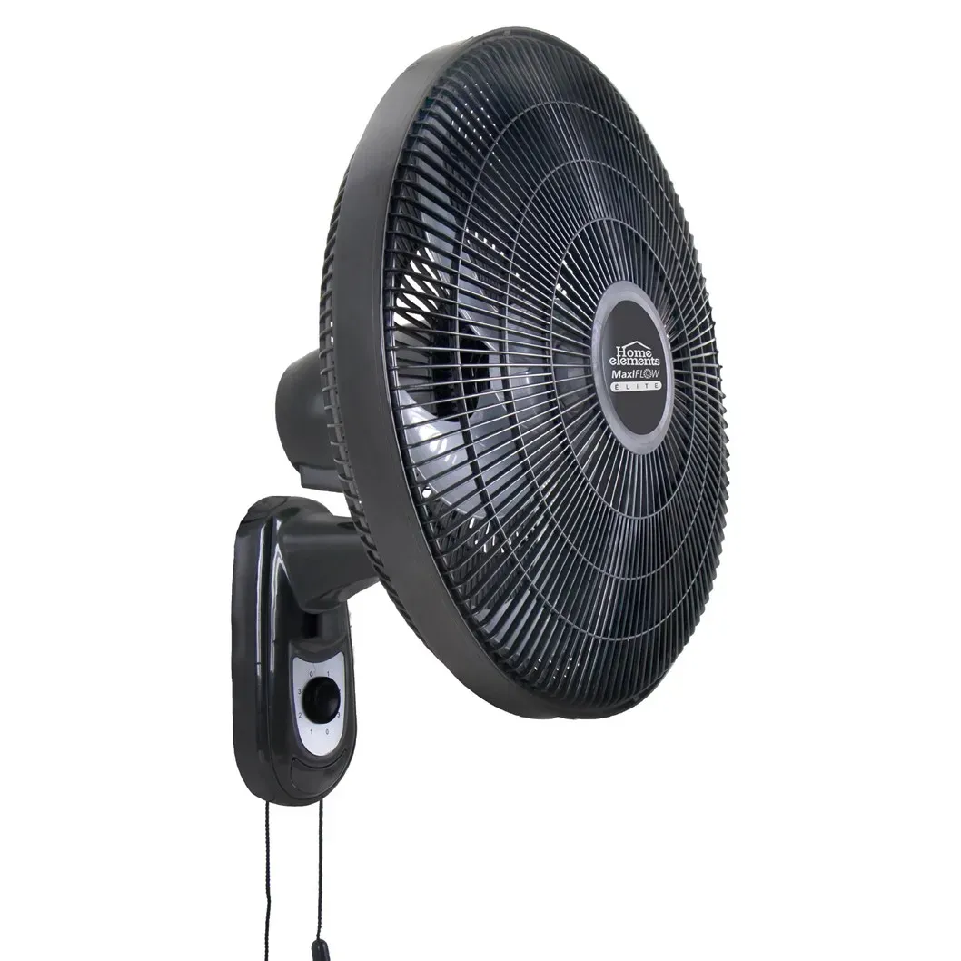 Ventilador Pared Negro 18P Maxiflow Elite Malla Plástica Home Elements