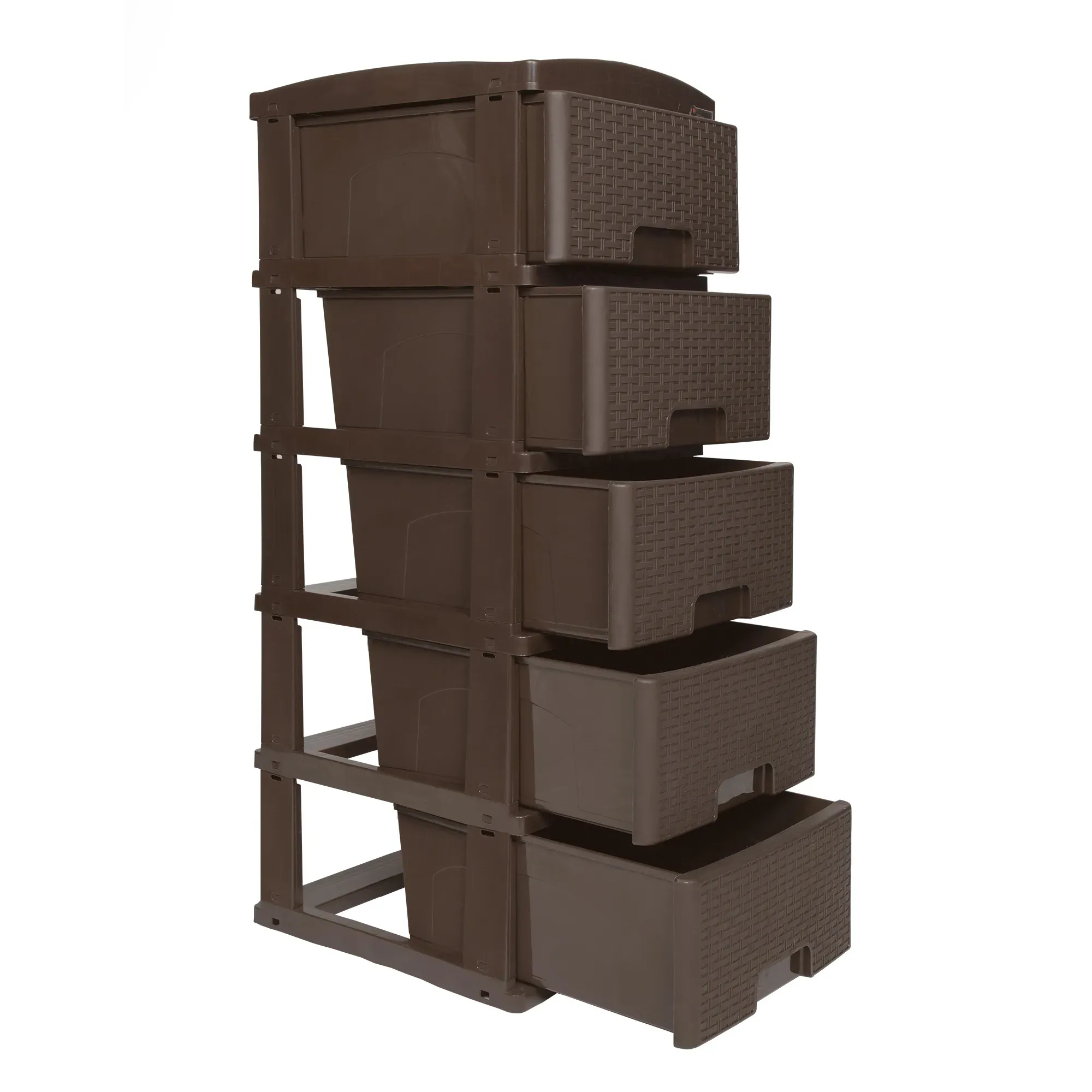 Cajonero Apariencia Rattan 5 Gavetas Colplast Wengue