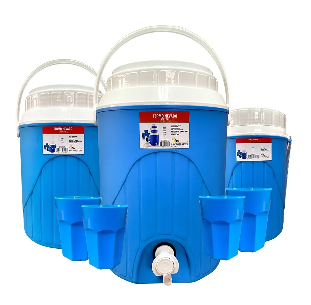 Combo Termo Nevado X 3 De 7.5l, 3.5l, 1.5l + 4 Vasos De 9oz