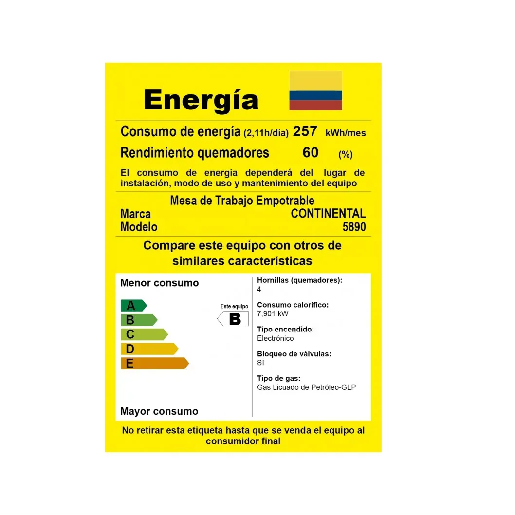 Estufa De Empotrar Vidrio Templado Negro 5890 Gas Propano