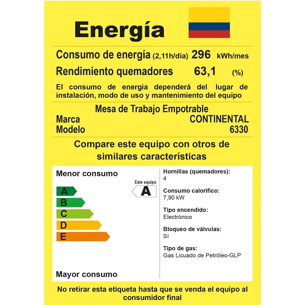 Estufa De Empotrar Vidrio Templado Negro 6330 Gas Propano (60×45) CM