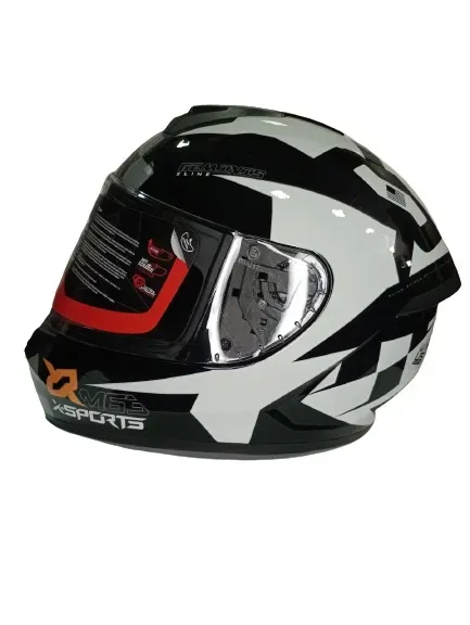 Casco Moto X-SPORTS M63 Geminis Talla S Negro Blanco Brillante Con Visor Transparente