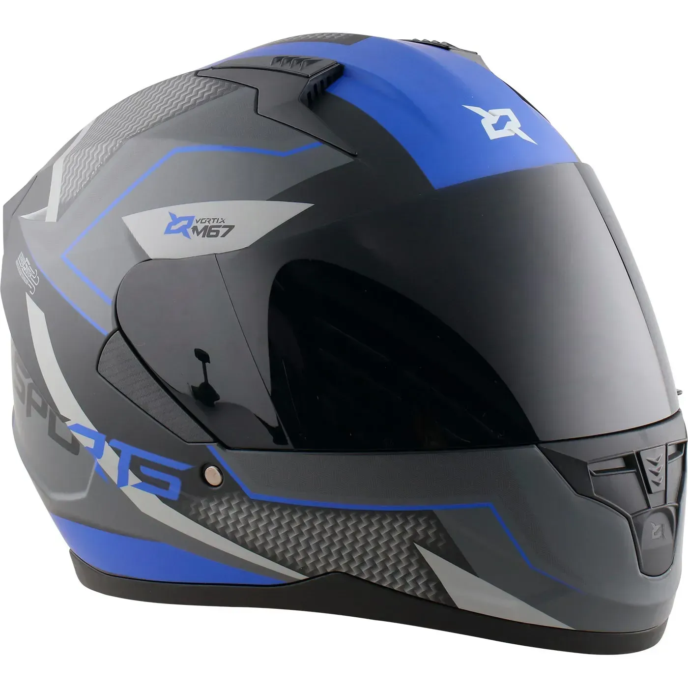 Casco X-SPORTS M67 Volton Negro Azul Visor Tranparente Talla S