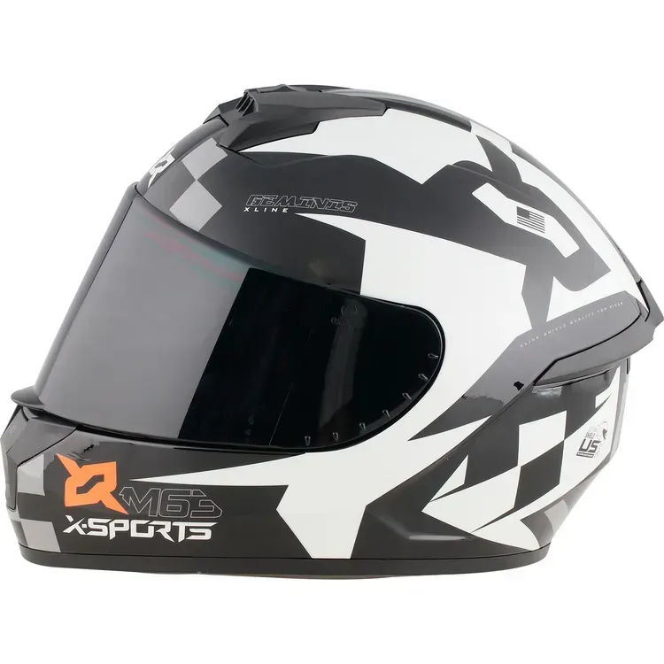 Casco Moto X-SPORTS M63 Geminis Talla M Negro Blanco Brillante Con Visor Transparente