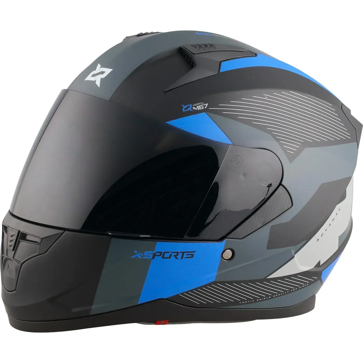 Casco Moto X-SPORTS M67 Advanxe Talla S Negro Azul Mate Con Visor Transparente