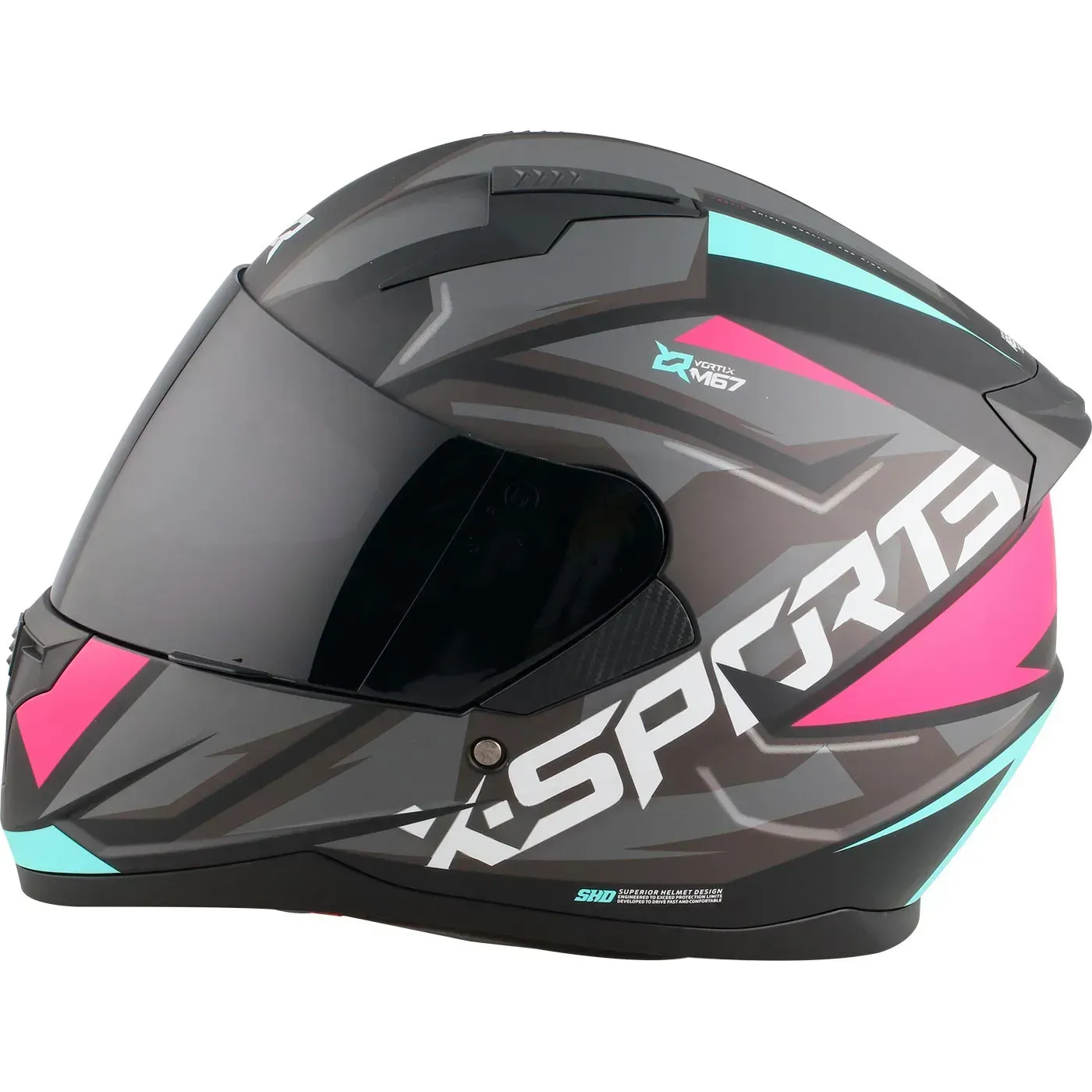 Casco X-SPORTS M67 Courxe Negro Rosado Mate S  Con Visor Transparente