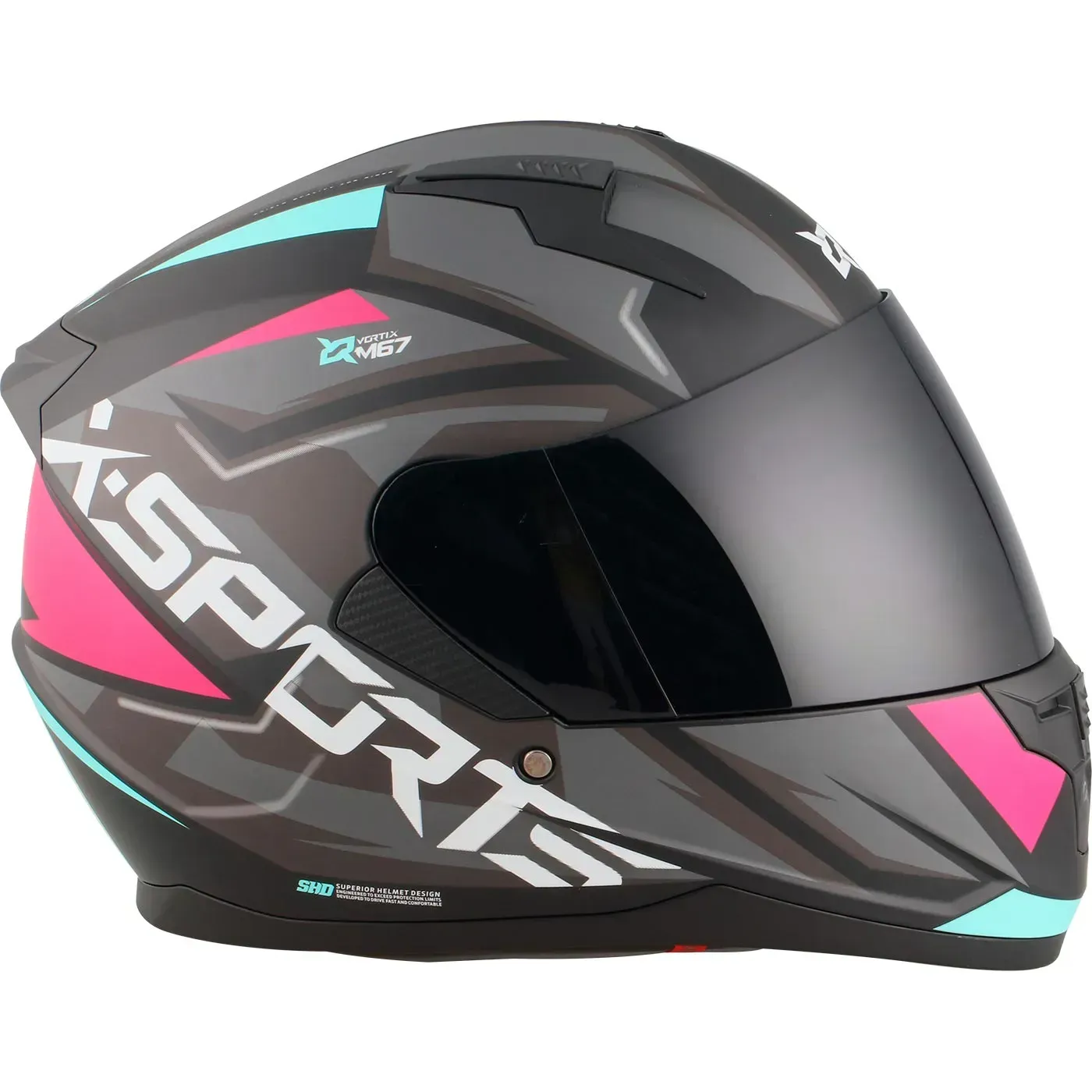 Casco X-SPORTS M67 Courxe Negro Rosado Mate S  Con Visor Transparente