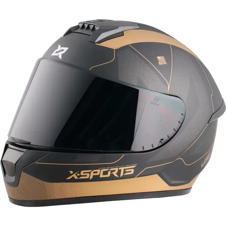 Casco Moto X-SPORTS M63 Lord Talla M Negro Oro Mate Con Visor Trasparente