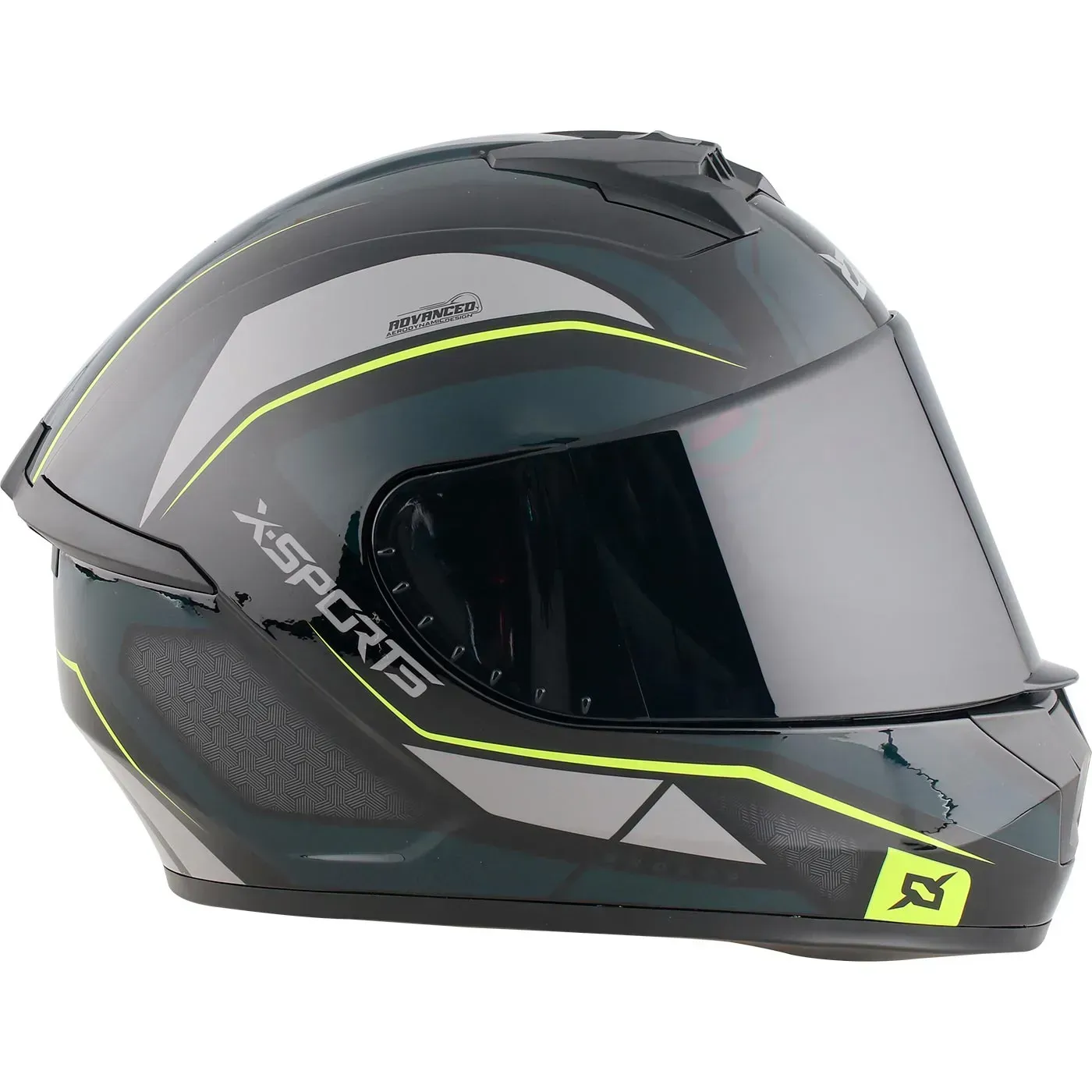 Casco Moto X-SPORTS M63 Broker Talla M Negro Amarillo Brillante Con Visor Transparente