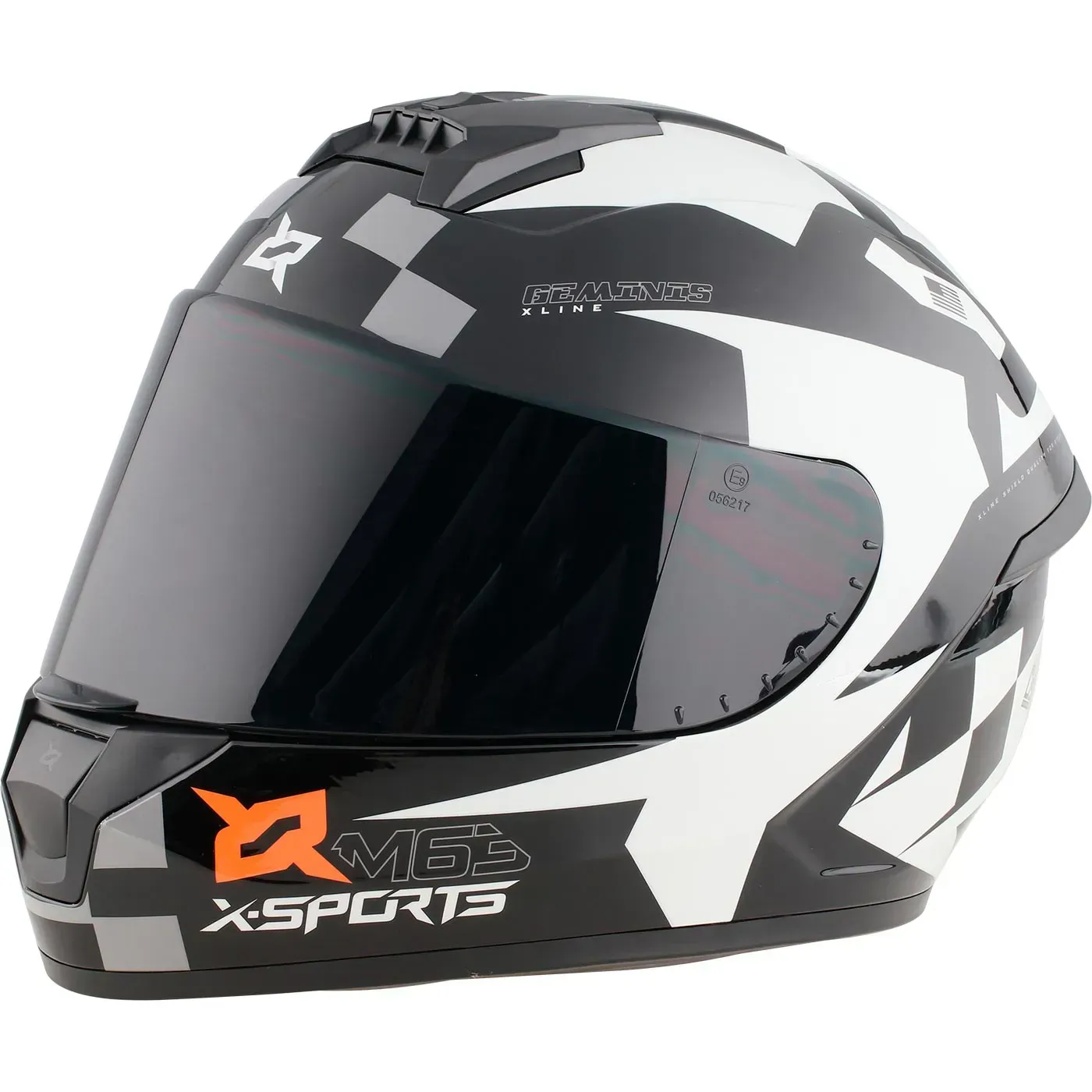 Casco Moto X-SPORTS M63 Geminis Talla S Negro Blanco Brillante Con Visor Transparente