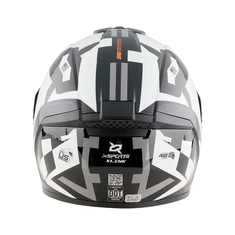 Casco Moto X-SPORTS M63 Geminis Talla M Negro Blanco Brillante Con Visor Transparente