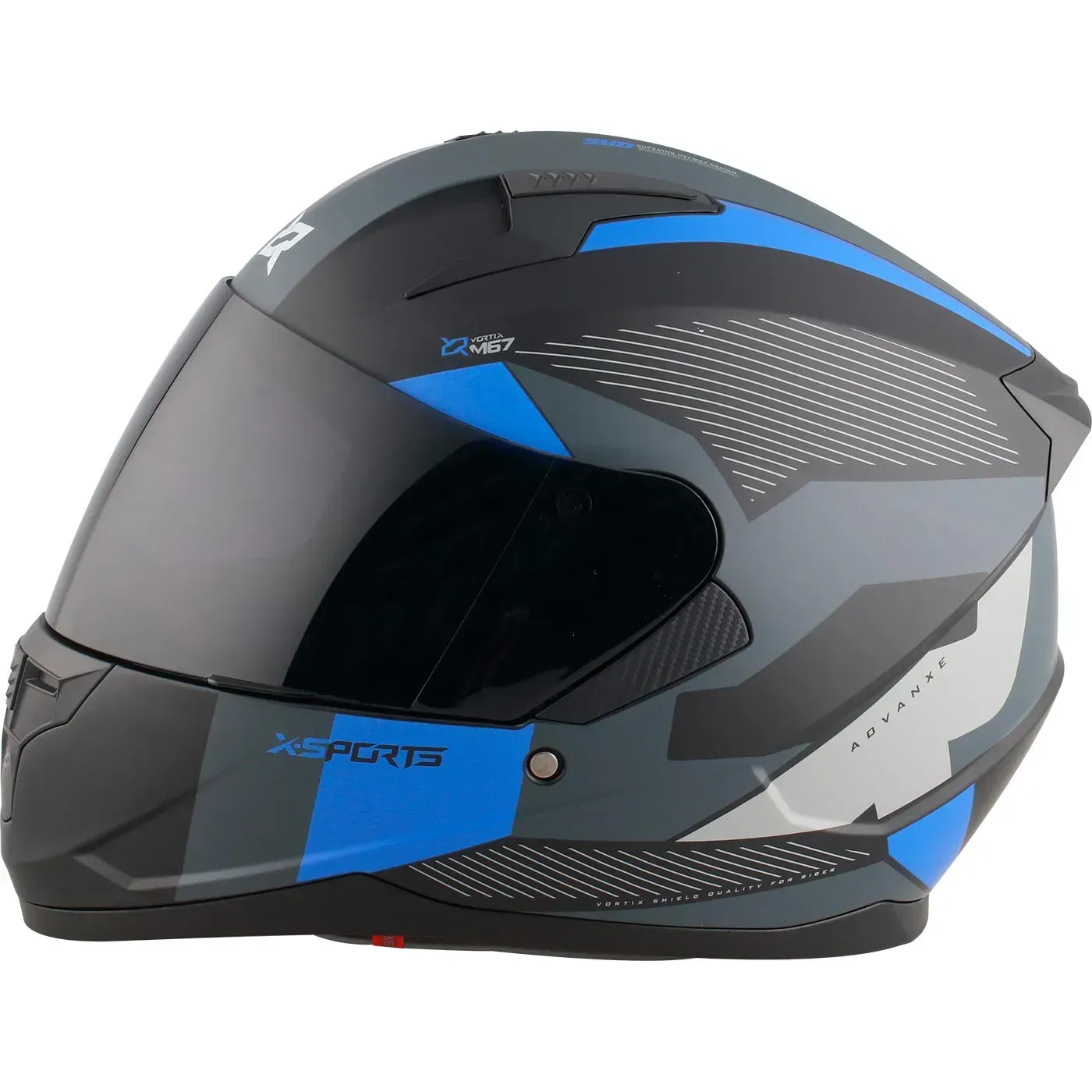 Casco Moto X-SPORTS M67 Advanxe Talla S Negro Azul Mate Con Visor Transparente