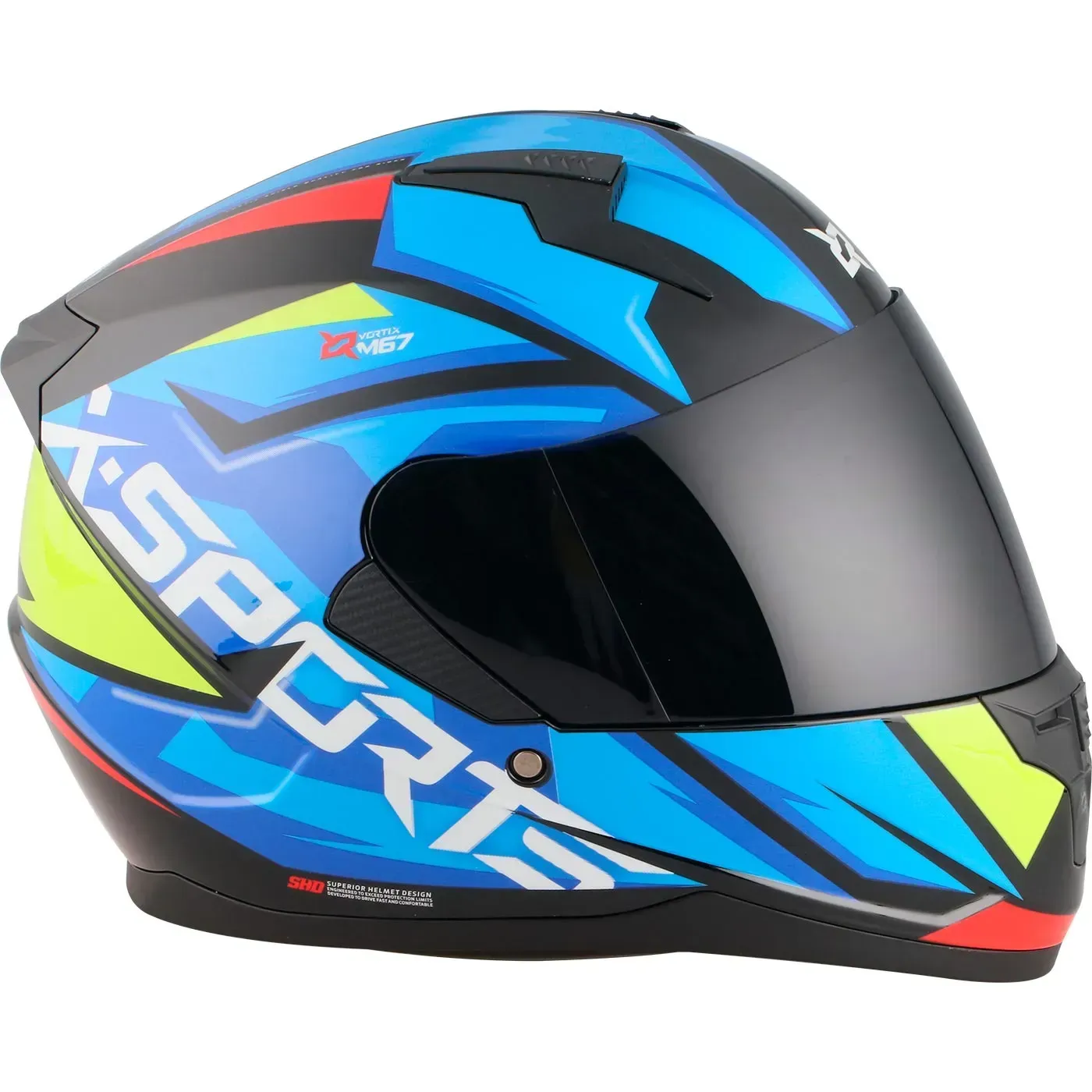 Casco Moto X-SPORTS M67 Courxe Talla S Negro Azul Brillante Con Visor Transparente