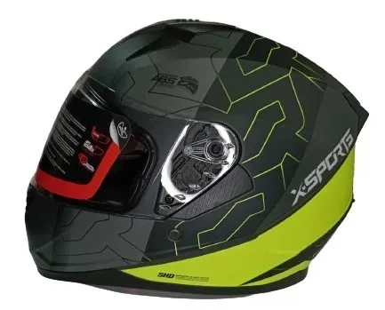 Casco Moto X-SPORTS M67 Xpider Talla S Gris Amarillo Mate Con Visor Transparente