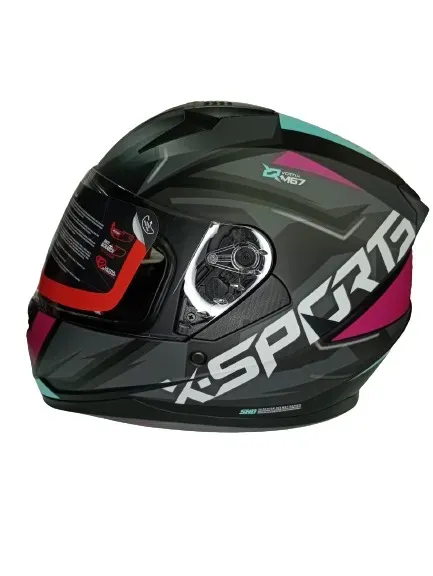 Casco X-SPORTS M67 Courxe Negro Rosado Mate S  Con Visor Transparente