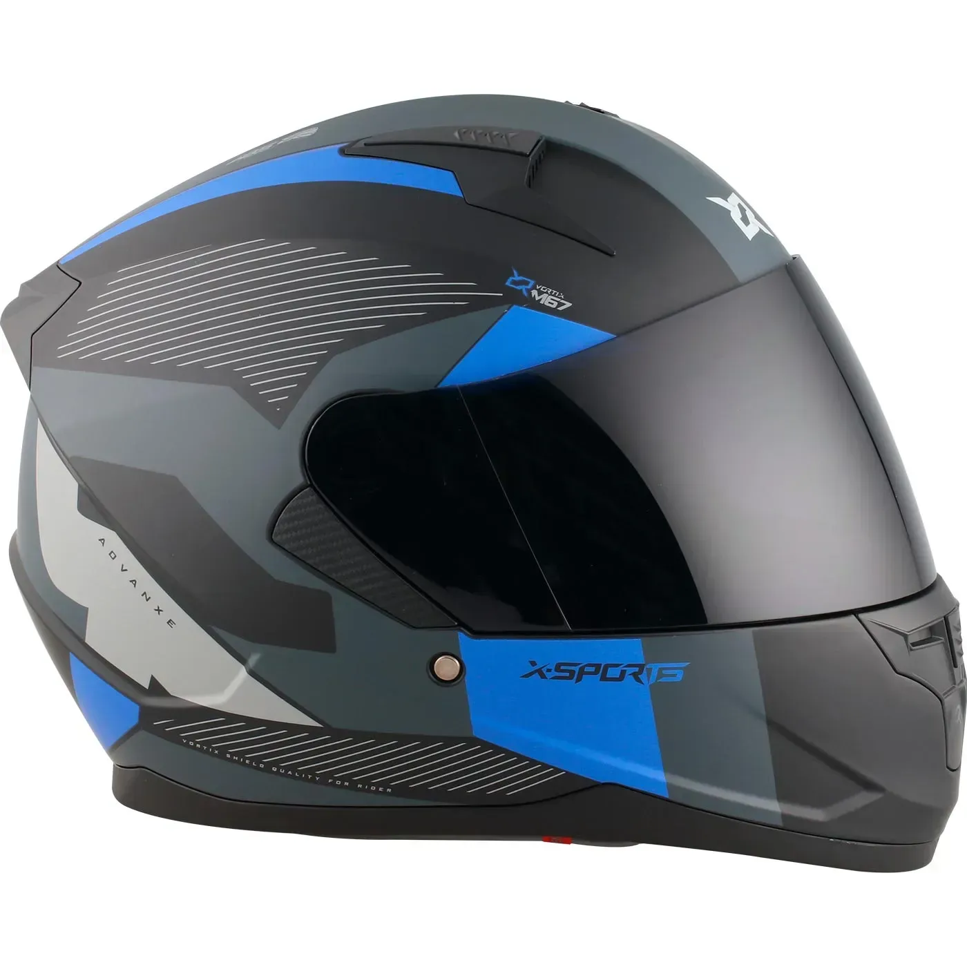 Casco Moto X-SPORTS M67 Advanxe Talla S Negro Azul Mate Con Visor Transparente