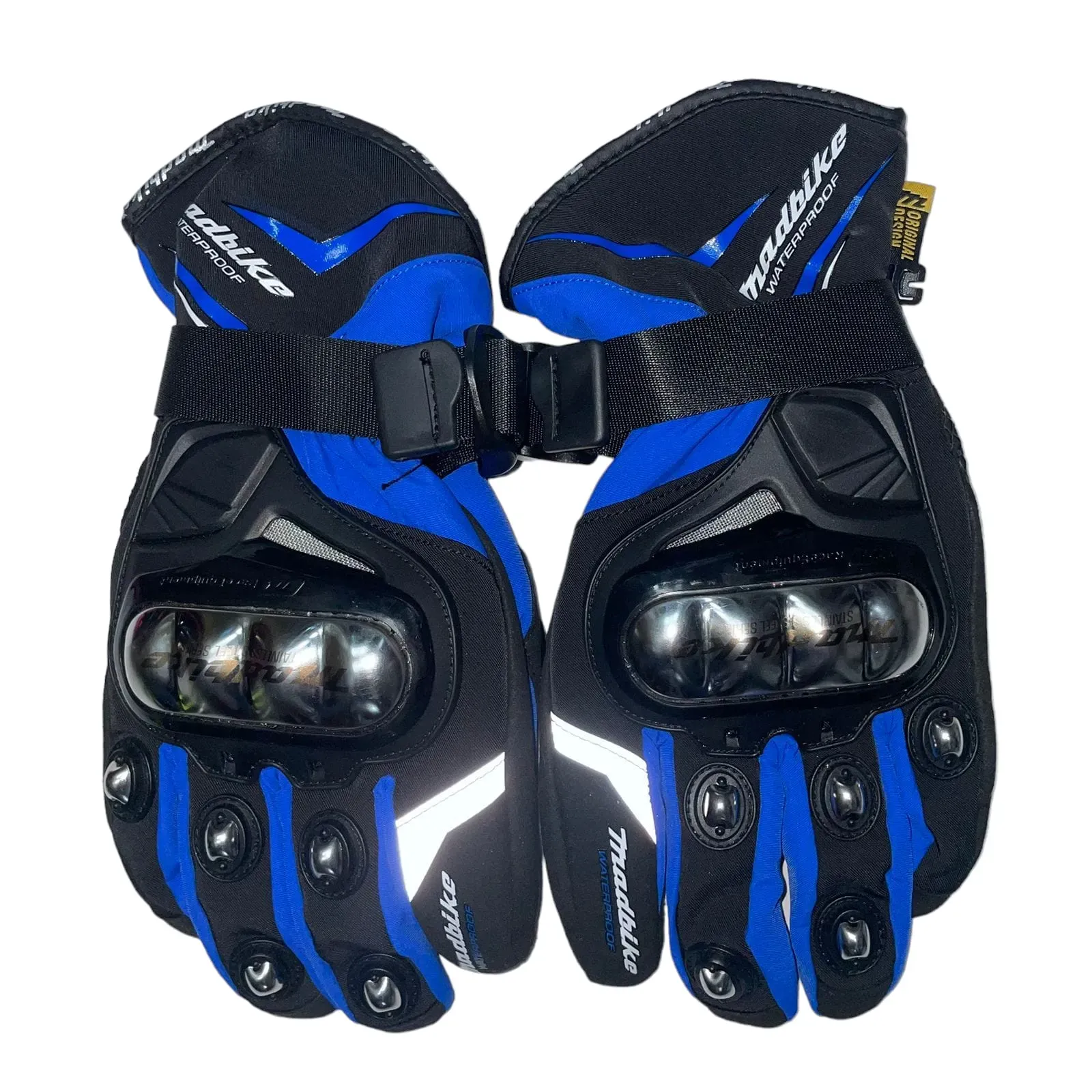 Guante Madbike 100% Impermeable Termico Metalico Azul