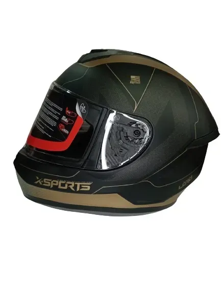 Casco Moto X-SPORTS M63 Lord Talla M Negro Oro Mate Con Visor Trasparente