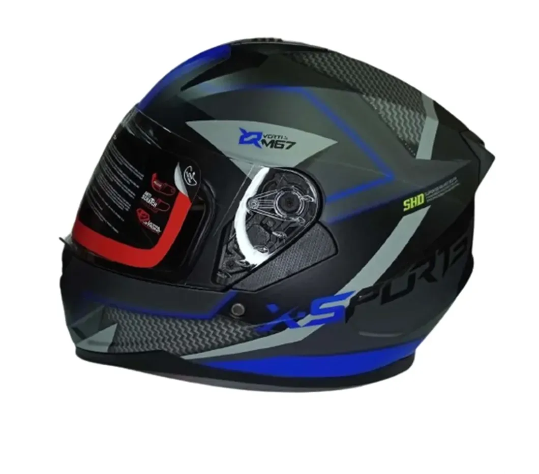 Casco X-SPORTS M67 Volton Negro Azul Visor Tranparente Talla S