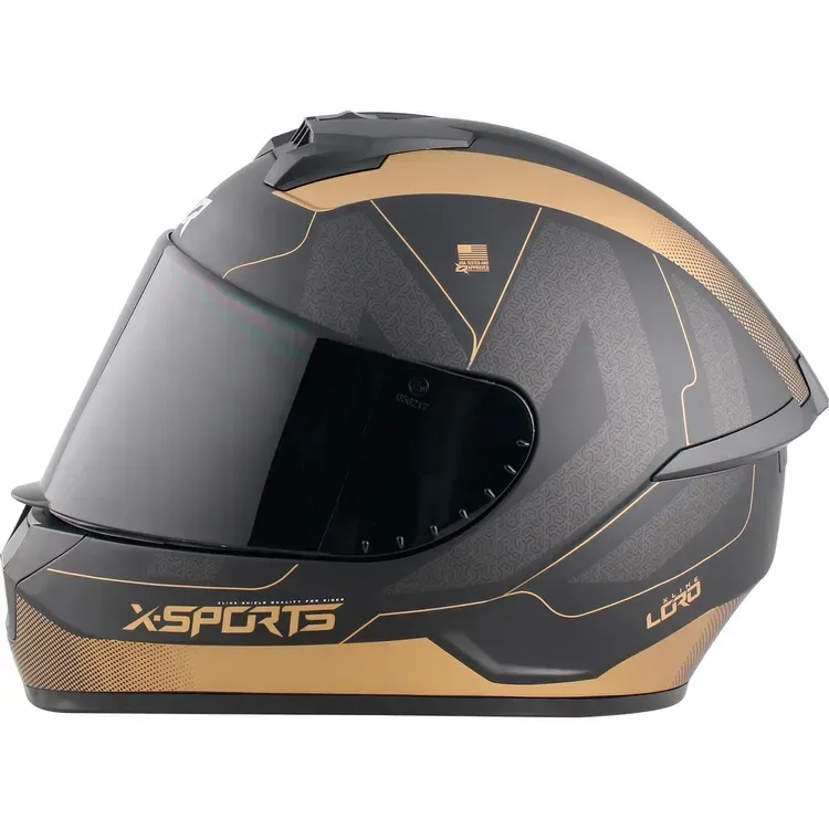 Casco Moto X-SPORTS M63 Lord Talla M Negro Oro Mate Con Visor Trasparente