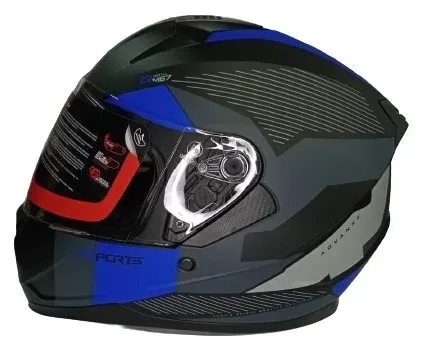 Casco Moto X-SPORTS M67 Advanxe Talla S Negro Azul Mate Con Visor Transparente