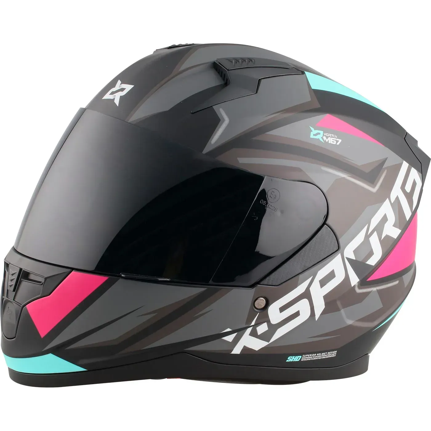 Casco X-SPORTS M67 Courxe Negro Rosado Mate S  Con Visor Transparente